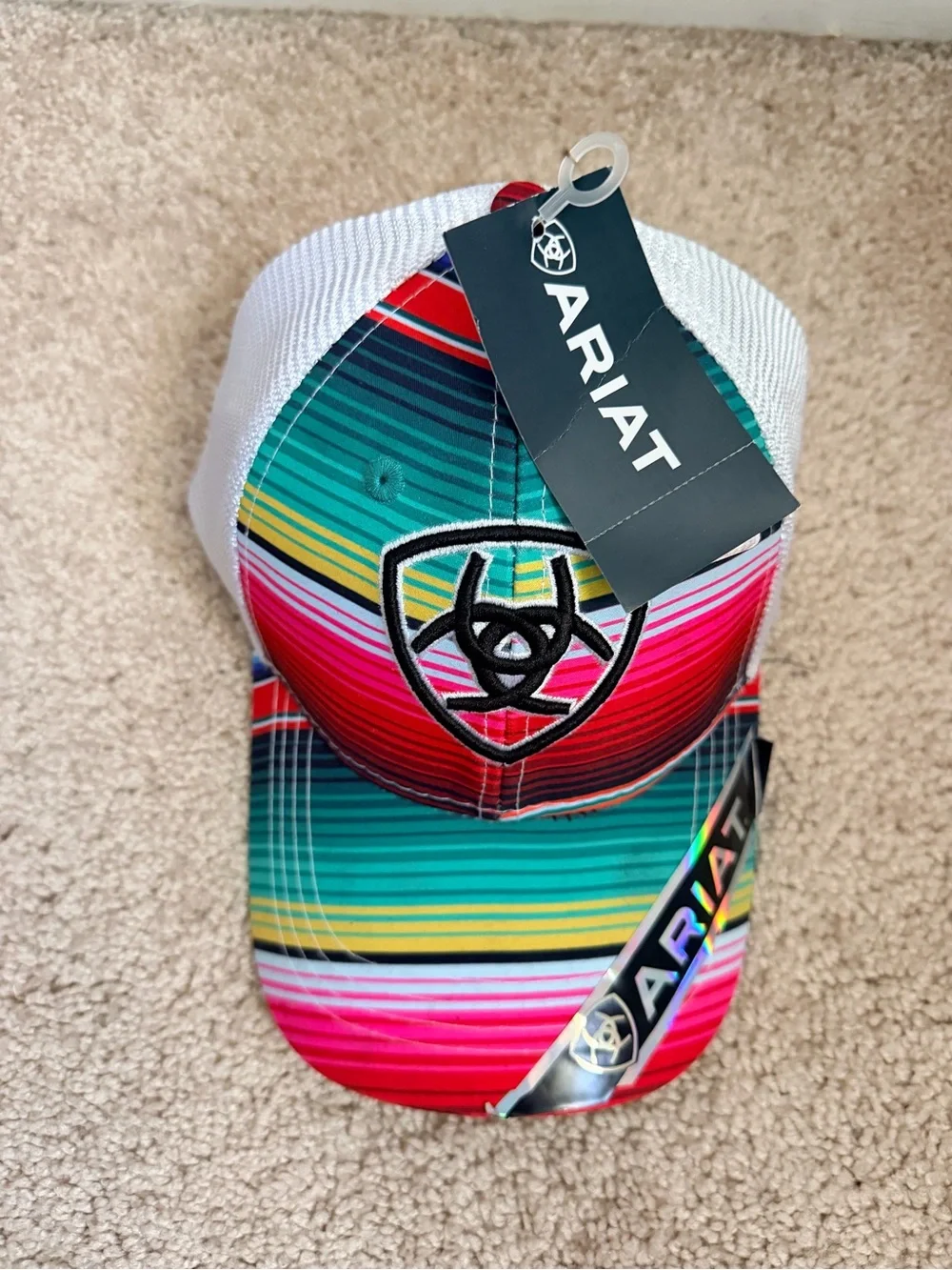 NWT Ariat Serape Shield Logo Mesh Trucker Hat Snapback Multicolor NEW One Size